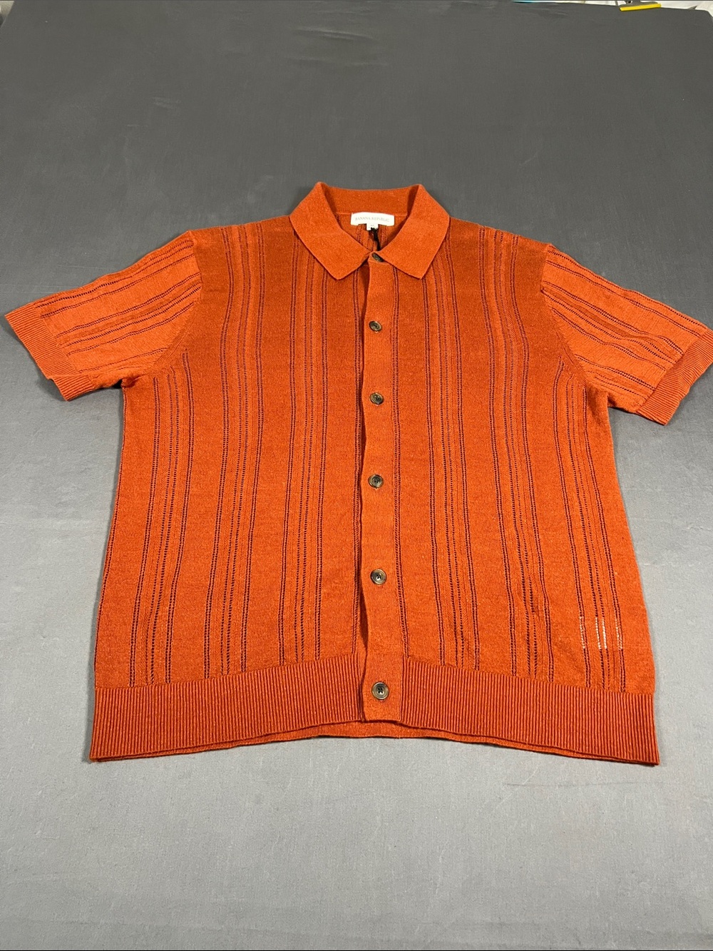 Banana Republic Orange Short-Sleeve Button Polo